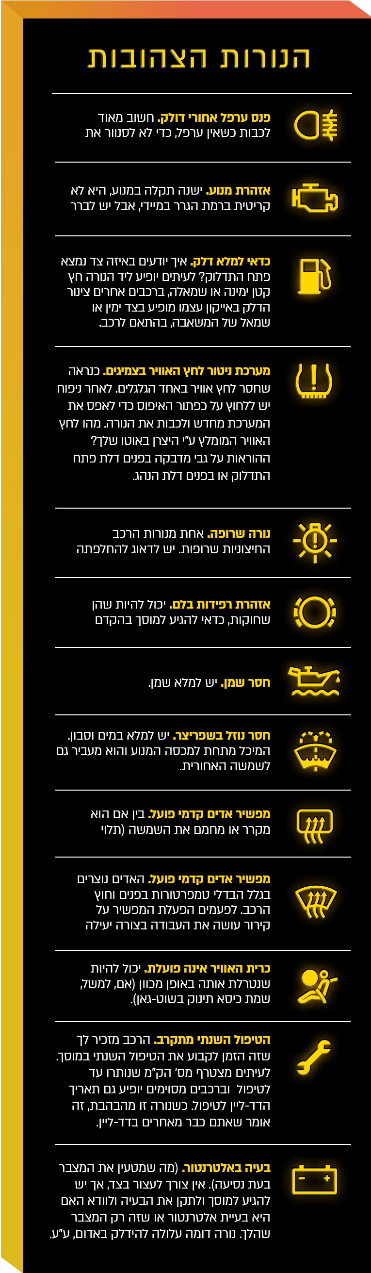 נורות צהובות - ביטוח ישיר